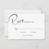 Modern minimalistisch script bruiloft RSVP kaartje (Voorkant)