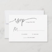 Modern minimalistisch script bruiloft RSVP kaartje (Voorkant)