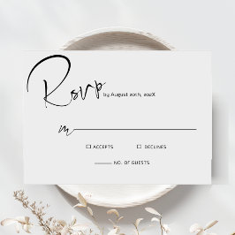 Modern minimalistisch script bruiloft RSVP kaartje