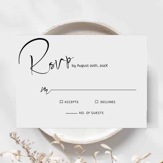 Modern minimalistisch script bruiloft RSVP kaartje