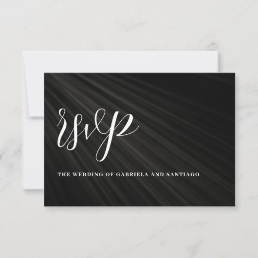 Modern minimalistisch script bruiloft RSVP kaartje (Voorkant)