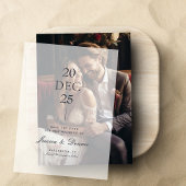 Modern Minimalistisch Script Bruiloft Save the Dat Vellum Uitnodigingen