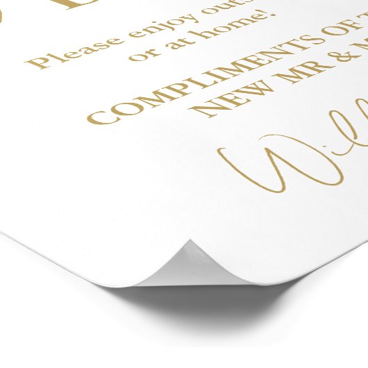 Modern minimalistisch script bruiloft sigaar bar t poster (Hoek)