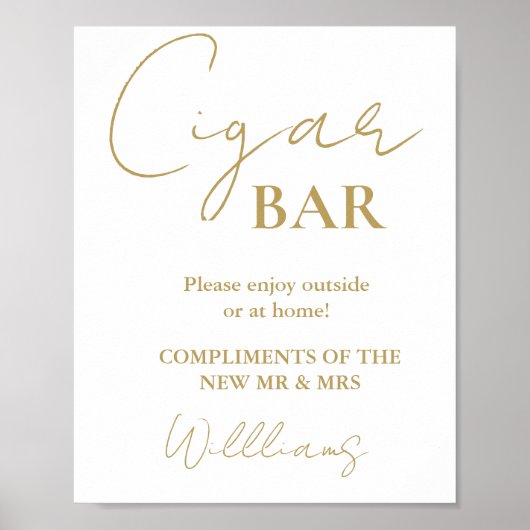 Modern minimalistisch script bruiloft sigaar bar t poster (Voorkant)