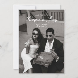 Modern Minimalistisch Script Bruiloft Sla de datum Kaart