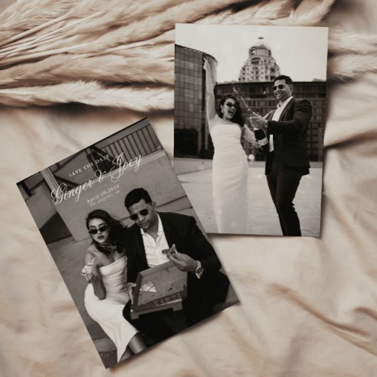 Modern Minimalistisch Script Bruiloft Sla de datum Kaart