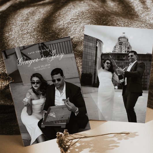 Modern Minimalistisch Script Bruiloft Sla de datum Kaart