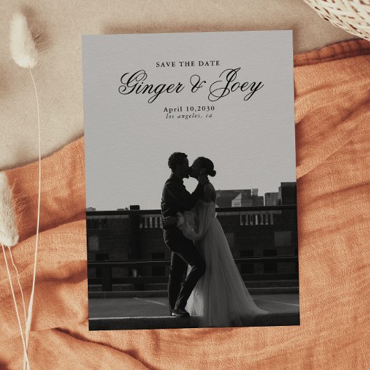Modern Minimalistisch Script Bruiloft Sla de datum Kaart