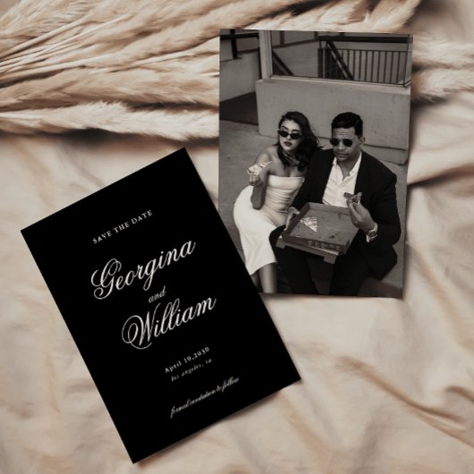 Modern Minimalistisch Script Bruiloft Sla de datum Kaart