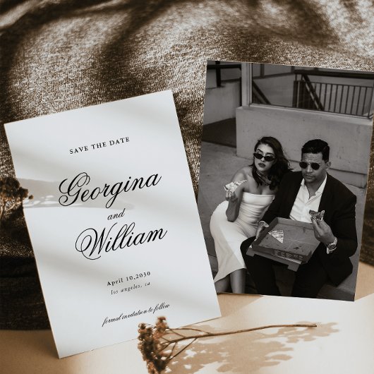 Modern Minimalistisch Script Bruiloft Sla de datum Kaart