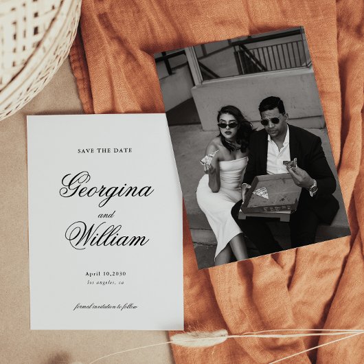 Modern Minimalistisch Script Bruiloft Sla de datum Kaart