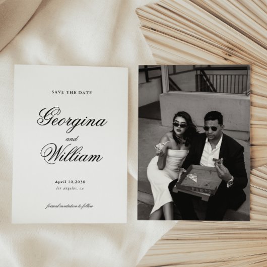 Modern Minimalistisch Script Bruiloft Sla de datum Kaart