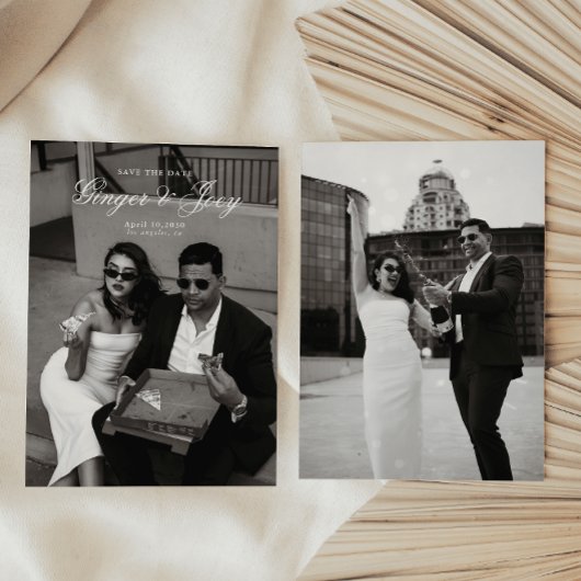 Modern Minimalistisch Script Bruiloft Sla de datum Kaart