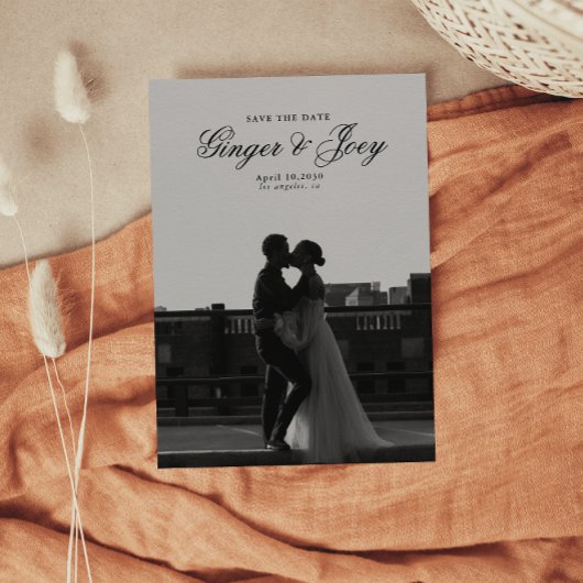 Modern Minimalistisch Script Bruiloft Sla de datum Kaart