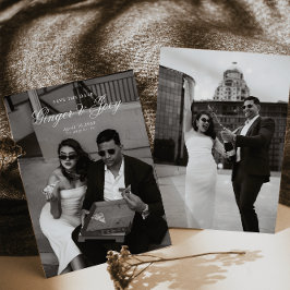 Modern Minimalistisch Script Bruiloft Sla de datum Kaart