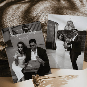 Modern Minimalistisch Script Bruiloft Sla de datum Kaart