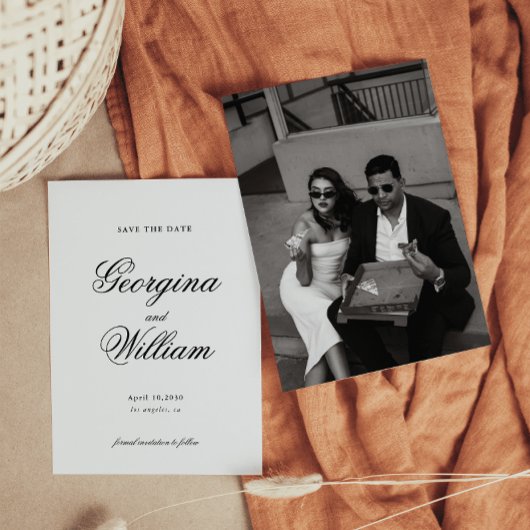 Modern Minimalistisch Script Bruiloft Sla de datum Kaart