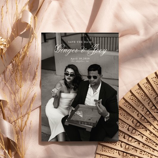 Modern Minimalistisch Script Bruiloft Sla de datum Kaart