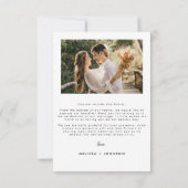 Modern minimalistisch script bruiloft twee foto bedankkaart (Achterkant)