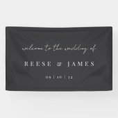 Modern minimalistisch script bruiloft Welkom Spandoek (Horizontaal)