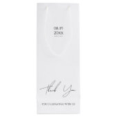 Modern minimalistisch script bruiloft wijn cadeautas (Achterkant)