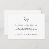 Modern minimalistisch script bruiloft zwart-wit RSVP kaartje (Voorkant / Achterkant)