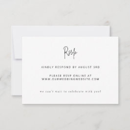 Modern minimalistisch script bruiloft zwart-wit RSVP kaartje