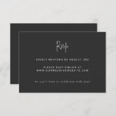 Modern minimalistisch script bruiloft zwart-wit RSVP kaartje (Voorkant / Achterkant)