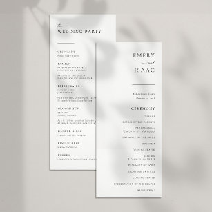 Modern minimalistisch script chic Wedding Program