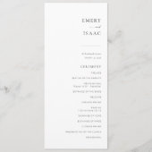 Modern minimalistisch script chic Wedding Program Menu (Voorkant)