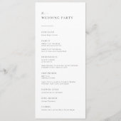 Modern minimalistisch script chic Wedding Program Menu (Achterkant)