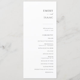 Modern minimalistisch script chic Wedding Program Menu