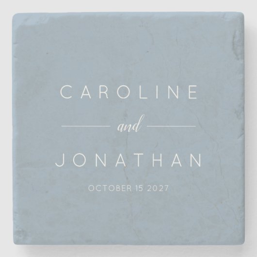 Modern Minimalistisch Script Custom Wedding Dusty  Stenen Onderzetter (Voorkant)