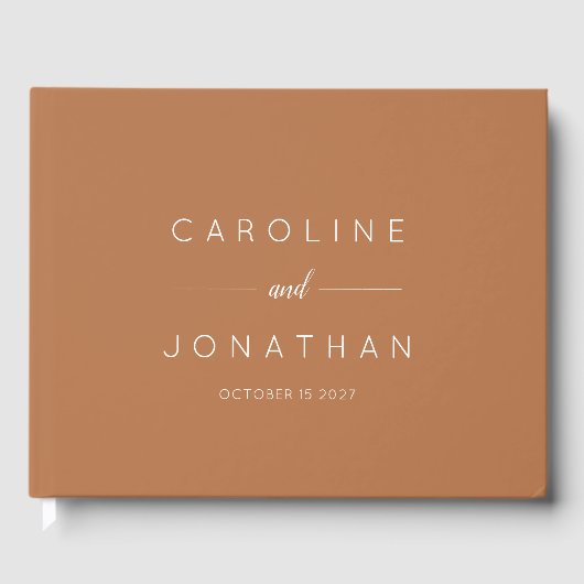 Modern Minimalistisch Script Custom Wedding Terrac Gastenboek (Voorkant)