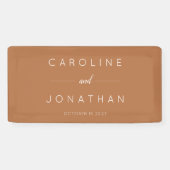 Modern Minimalistisch Script Custom Wedding Terrac Spandoek (Horizontaal)