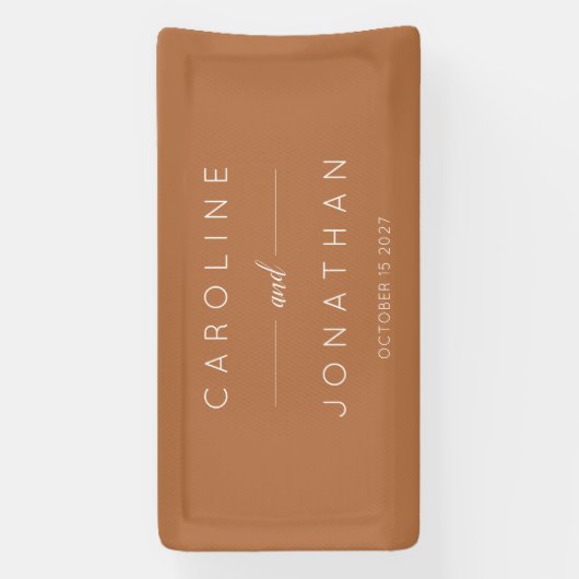 Modern Minimalistisch Script Custom Wedding Terrac Spandoek (Verticaal)