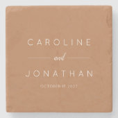 Modern Minimalistisch Script Custom Wedding Terrac Stenen Onderzetter (Voorkant)