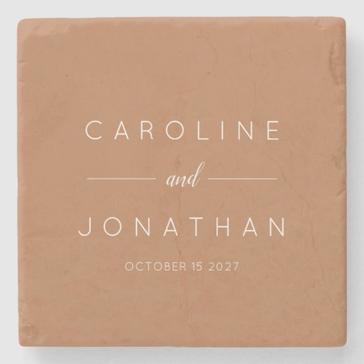 Modern Minimalistisch Script Custom Wedding Terrac Stenen Onderzetter (Voorkant)