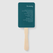 Modern minimalistisch script diep Blauwgroen | Wed Handwaaier (Achterkant)