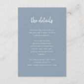 Modern minimalistisch script Dusty Blue | Details Informatiekaartje (Voorkant)