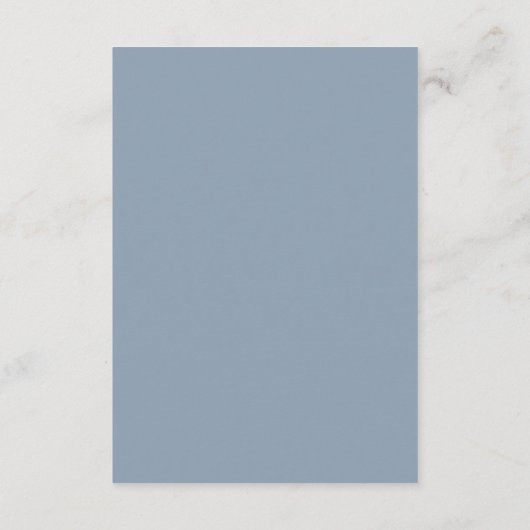 Modern minimalistisch script Dusty Blue | Details Informatiekaartje (Achterkant)