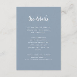 Modern minimalistisch script Dusty Blue | Details Informatiekaartje