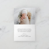 Modern minimalistisch script Dusty Blue foto doop Bedankkaart (Binnen)