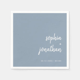 Modern minimalistisch script   Dusty Blue Wedding Servet