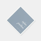 Modern minimalistisch script | Dusty Blue Wedding Servet (Hoek)