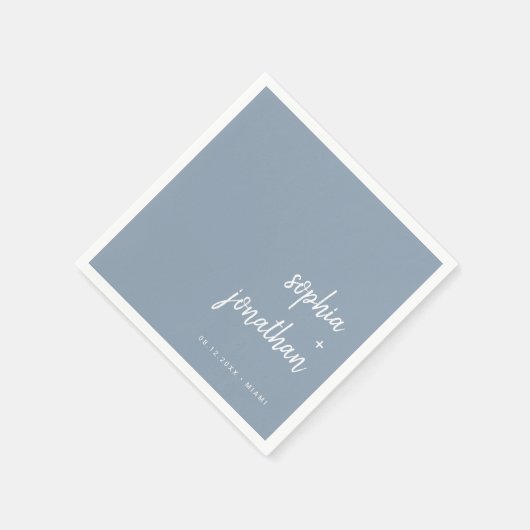 Modern minimalistisch script | Dusty Blue Wedding Servet (Hoek)