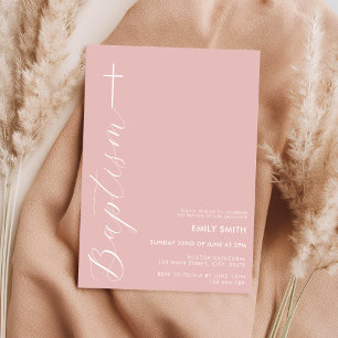 Modern minimalistisch Script Dusty Roos Baptisme Kaart
