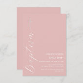 Modern minimalistisch Script Dusty Roos Baptisme Kaart (Voorkant / Achterkant)