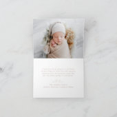 Modern minimalistisch script Dusty Roos foto doop Bedankkaart (Binnen)