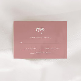 Modern minimalistisch script | Dusty Roos Wedding RSVP Kaartje